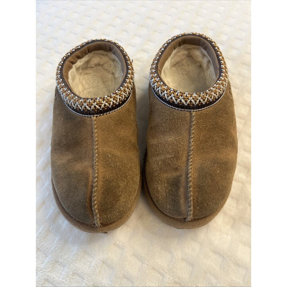 UGG Tan Taz Tazman Slip Ons Girls 12 Classic Leather Slip On *WEAR *